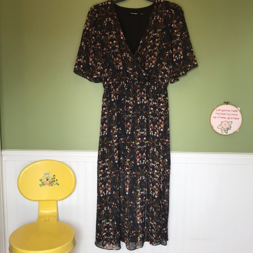 Blu Pepper Dress With Metallic Threads Size MED